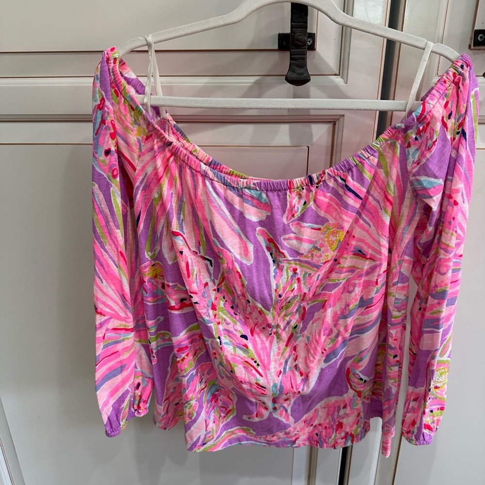 Lilly Pulitzer Enna Knit Off Shoulder Top Amethyst Sunseekers (131) - Picture 3 of 4